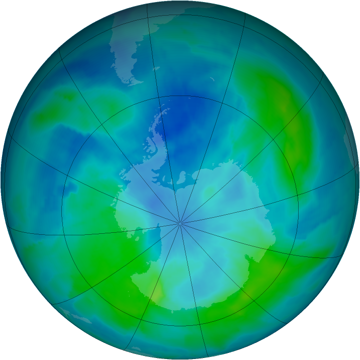 Antarctic ozone map for 14 March 2012